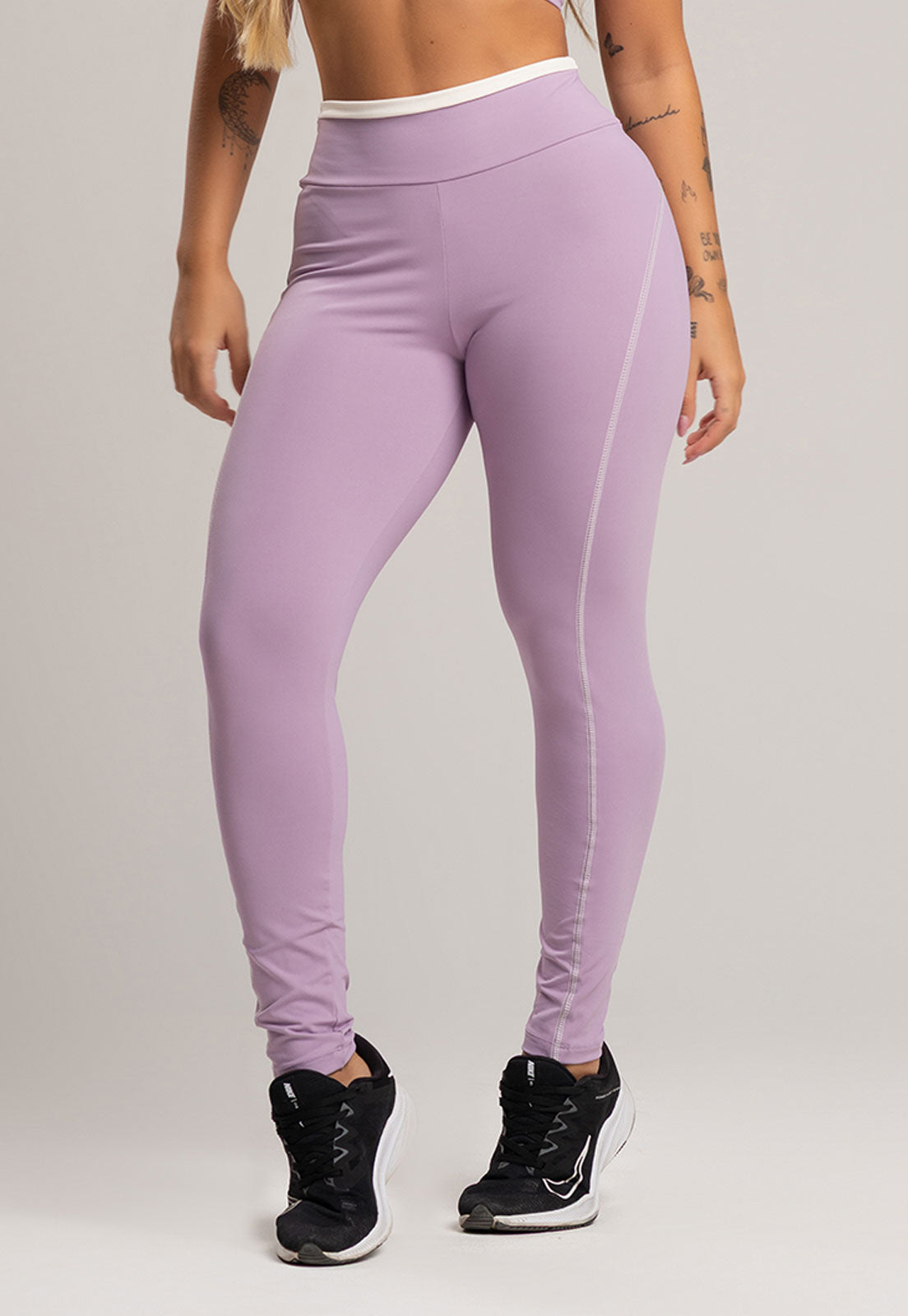 Calça Legging Cós de Vira Cintura Alta Feminina Poliamida Pistache - MVB MODAS
