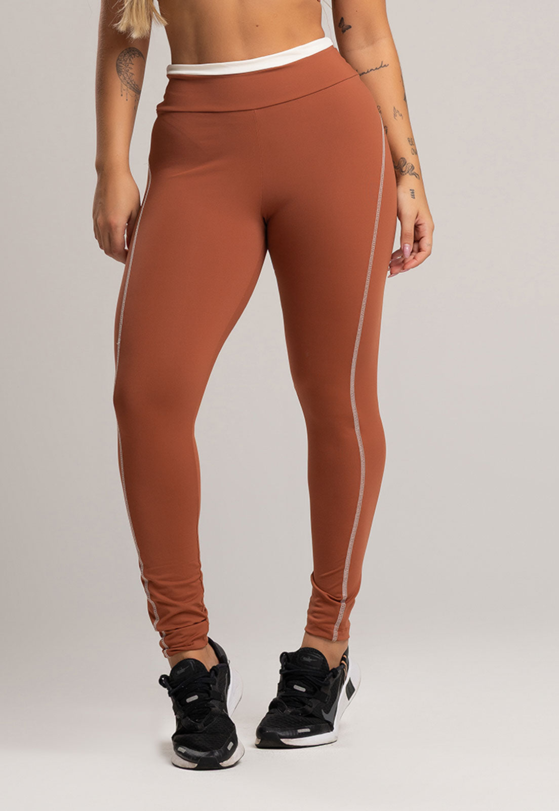 Calça Legging Cós de Vira Cintura Alta Feminina Poliamida Pistache - MVB MODAS