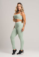Calça Legging Cós de Vira Cintura Alta Feminina Poliamida Pistache - MVB MODAS