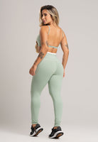 Calça Legging Cós de Vira Cintura Alta Feminina Poliamida Pistache - MVB MODAS