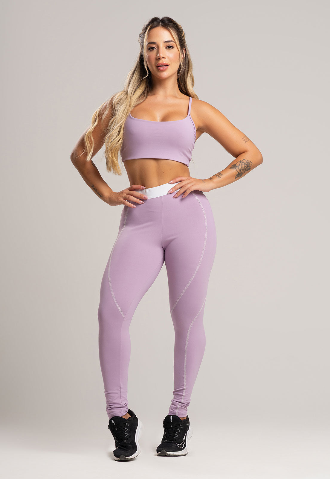 Calça Legging com Elástico Cintura Alta Feminina Poliamida Preto - MVB MODAS