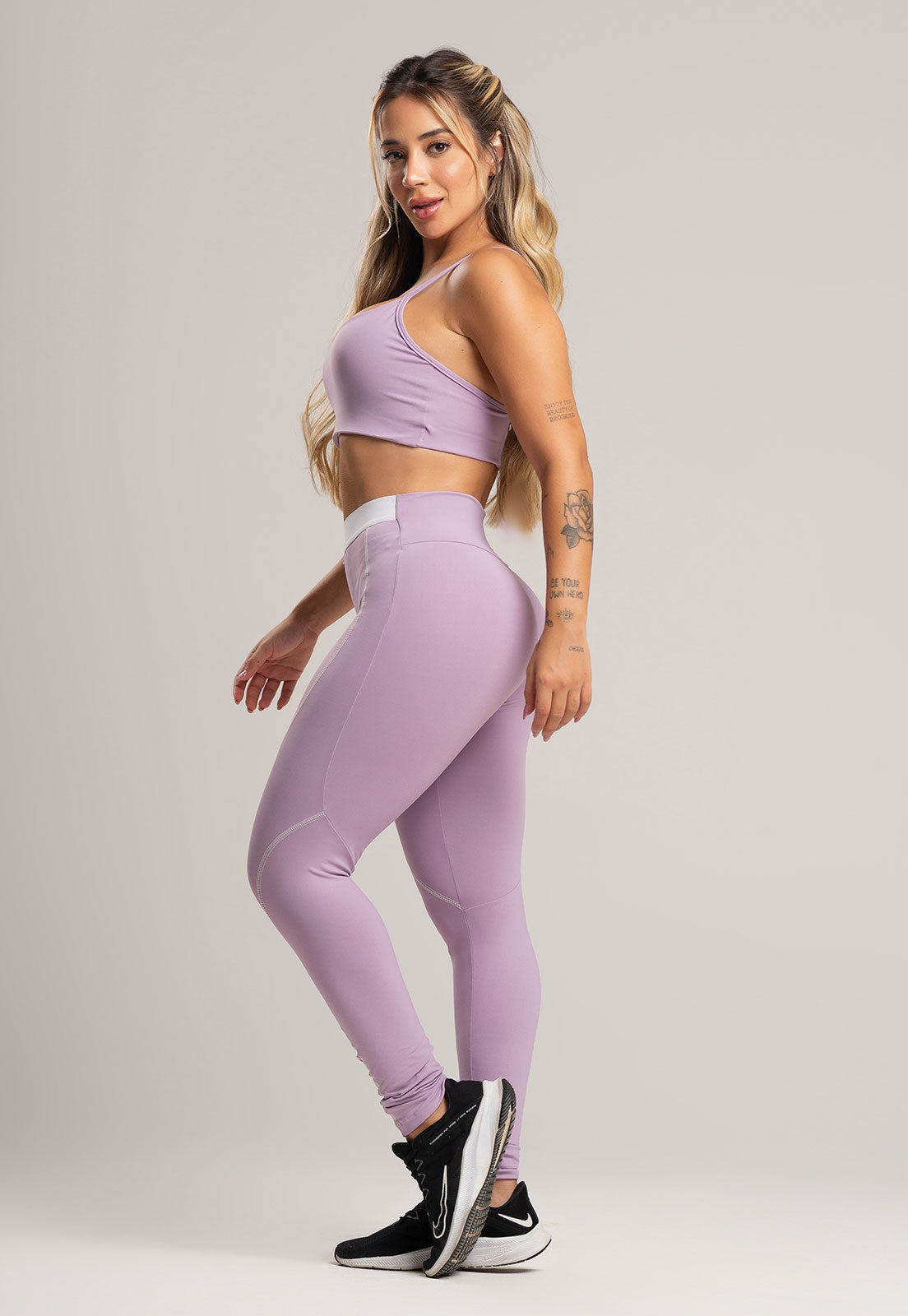 Calça Legging com Elástico Cintura Alta Feminina Poliamida Preto - MVB MODAS