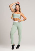 Calça Legging com Elástico Cintura Alta Feminina Poliamida Preto - MVB MODAS