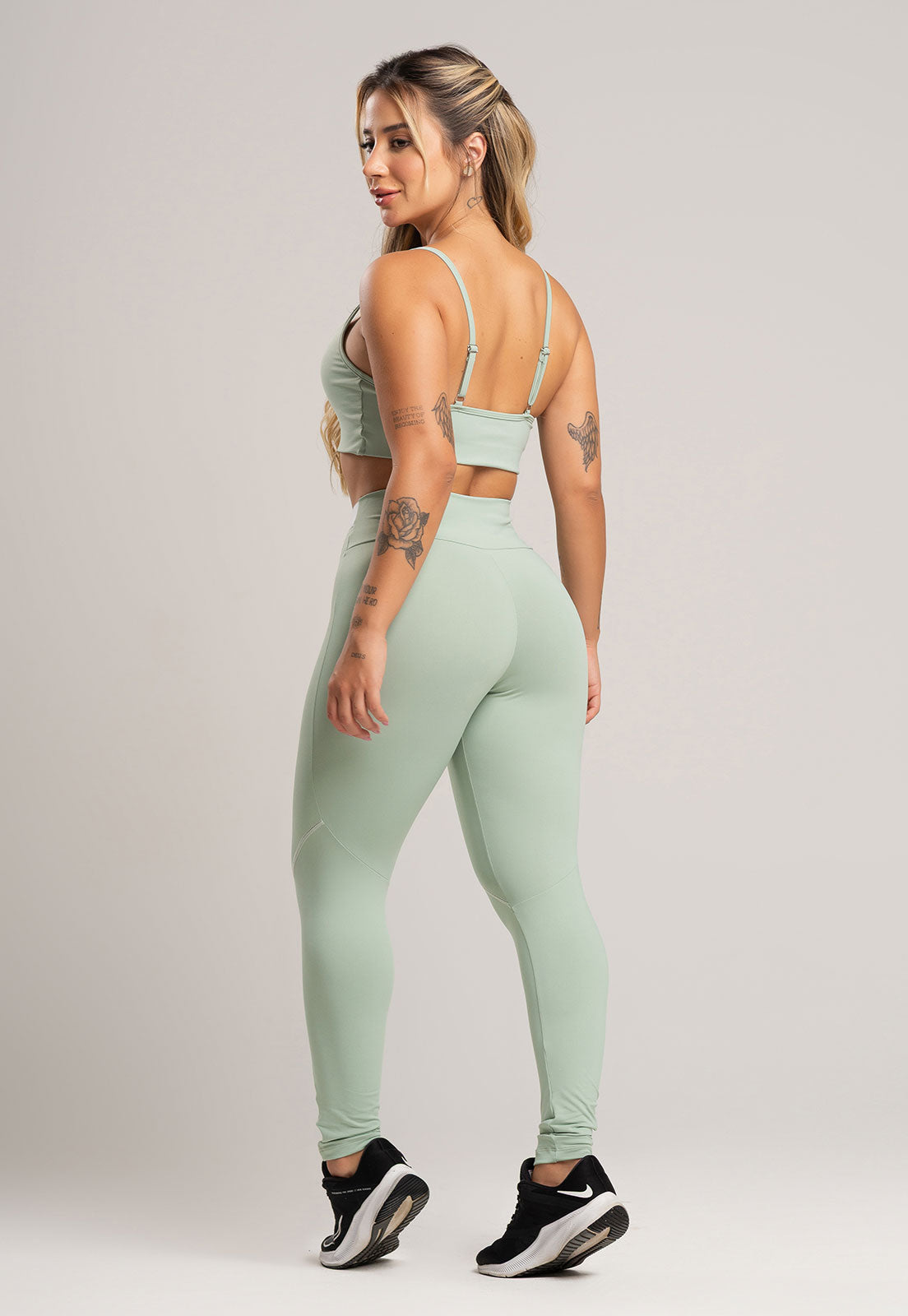 Calça Legging com Elástico Cintura Alta Feminina Poliamida Preto - MVB MODAS