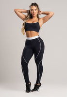 Calça Legging com Elástico Cintura Alta Feminina Poliamida Preto - MVB MODAS
