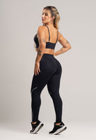 Calça Legging com Elástico Cintura Alta Feminina Poliamida Preto - MVB MODAS