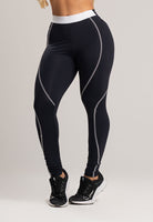 Calça Legging com Elástico Cintura Alta Feminina Poliamida Preto - MVB MODAS