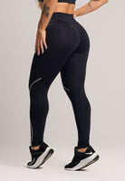 Calça Legging com Elástico Cintura Alta Feminina Poliamida Preto - MVB MODAS