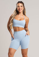 Short Bolsos Cintura Alta Feminina Poliamida Preto - MVB MODAS