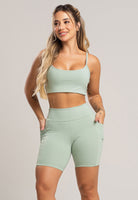 Short Bolsos Cintura Alta Feminina Poliamida Preto - MVB MODAS