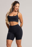 Short Bolsos Cintura Alta Feminina Poliamida Preto - MVB MODAS