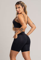 Short Bolsos Cintura Alta Feminina Poliamida Preto - MVB MODAS