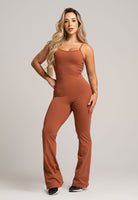 Macacão Fitness Flare Alcinha Poliamida Mousse - MVB MODAS