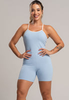 Macaquinho Fitness Alcinha Off White Poliamida Preto - MVB MODAS