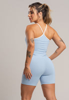 Macaquinho Fitness Alcinha Off White Poliamida Preto - MVB MODAS