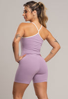 Macaquinho Fitness Alcinha Off White Poliamida Preto - MVB MODAS