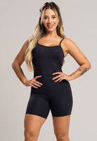 Macaquinho Fitness Alcinha Costas Nua Poliamida Preto - MVB MODAS