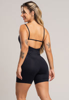 Macaquinho Fitness Alcinha Costas Nua Poliamida Preto - MVB MODAS