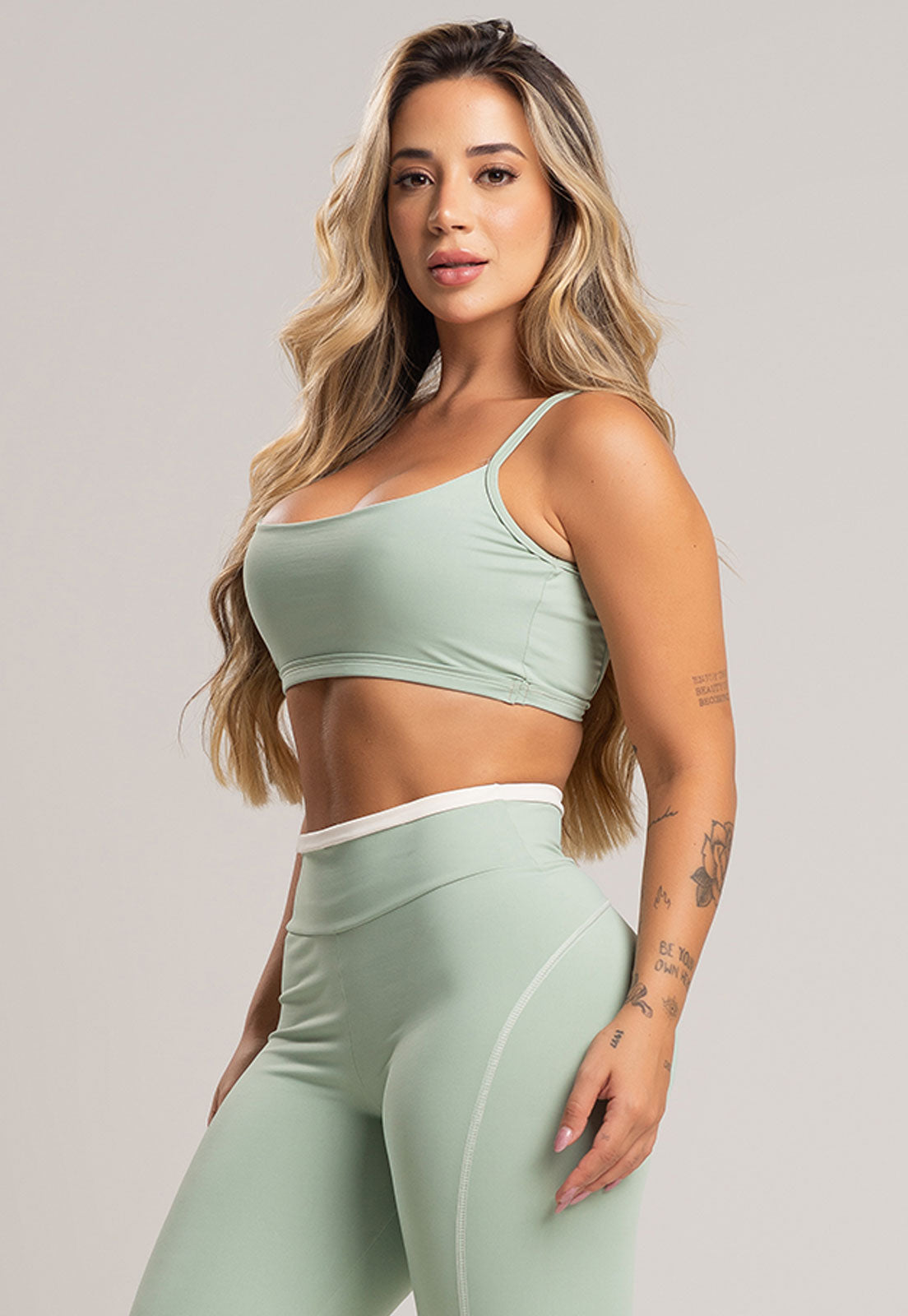 Top Alcinha Costas Nua Poliamida Pistache - MVB MODAS