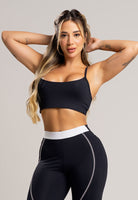 Top Duplo Alcinha de Regulagem Poliamida Preto - MVB MODAS