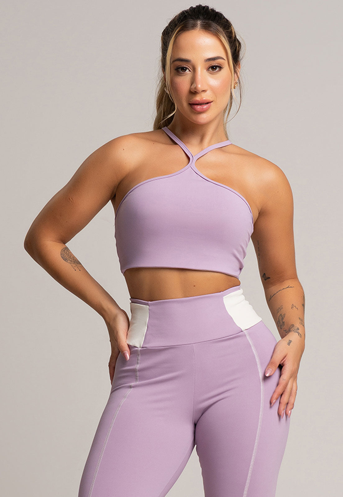 Top Cropped Duplo Alcinha Poliamida Preto - MVB MODAS