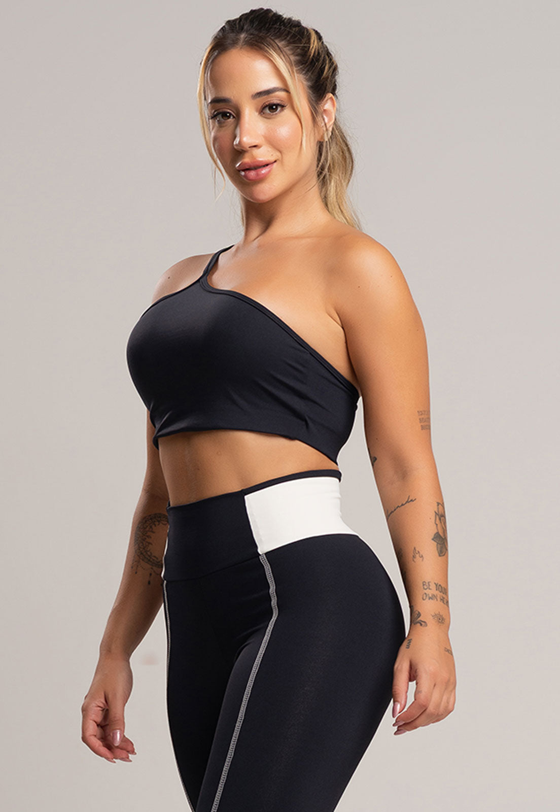 Top Cropped Duplo Alcinha Poliamida Preto - MVB MODAS