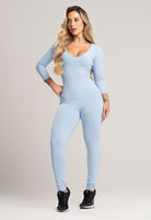 Macacão Fitness Manga 3/4 Costa Fechada Poliamida Mousse - MVB MODAS