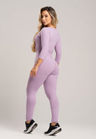 Macacão Fitness Manga 3/4 Costa Fechada Poliamida Mousse - MVB MODAS