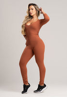 Macacão Fitness Manga 3/4 Costa Fechada Poliamida Mousse - MVB MODAS