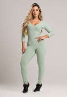 Macacão Fitness Manga 3/4 Costa Fechada Poliamida Mousse - MVB MODAS