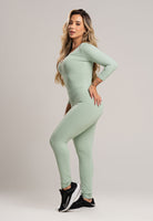 Macacão Fitness Manga 3/4 Costa Fechada Poliamida Mousse - MVB MODAS