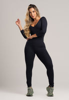 Macacão Fitness Manga 3/4 Costa Fechada Poliamida Mousse - MVB MODAS