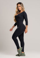 Macacão Fitness Manga 3/4 Costa Fechada Poliamida Mousse - MVB MODAS