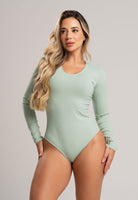 Body Manga Longa Costa Fechada Poliamida Pistache - MVB MODAS