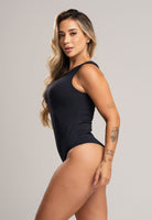 Body Camiseta Collant Cavado Poliamida Preto - MVB MODAS
