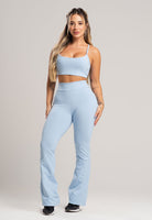 Calça Flare Pantalona Cintura Alta Poliamida Preto - MVB MODAS