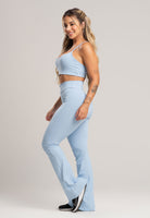 Calça Flare Pantalona Cintura Alta Poliamida Preto - MVB MODAS