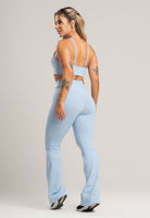 Calça Flare Pantalona Cintura Alta Poliamida Preto - MVB MODAS