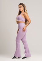 Calça Flare Pantalona Cintura Alta Poliamida Preto - MVB MODAS