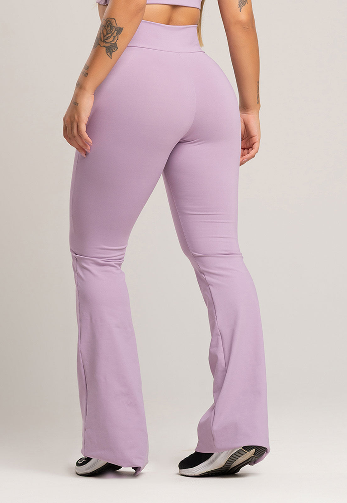 Calça Flare Pantalona Cintura Alta Poliamida Preto - MVB MODAS