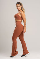 Calça Flare Pantalona Cintura Alta Poliamida Preto - MVB MODAS