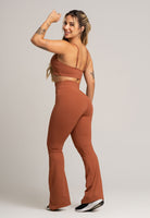 Calça Flare Pantalona Cintura Alta Poliamida Preto - MVB MODAS