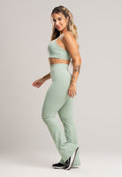 Calça Flare Pantalona Cintura Alta Poliamida Preto - MVB MODAS