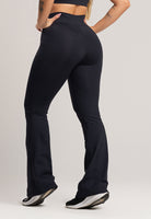 Calça Flare Pantalona Cintura Alta Poliamida Preto - MVB MODAS