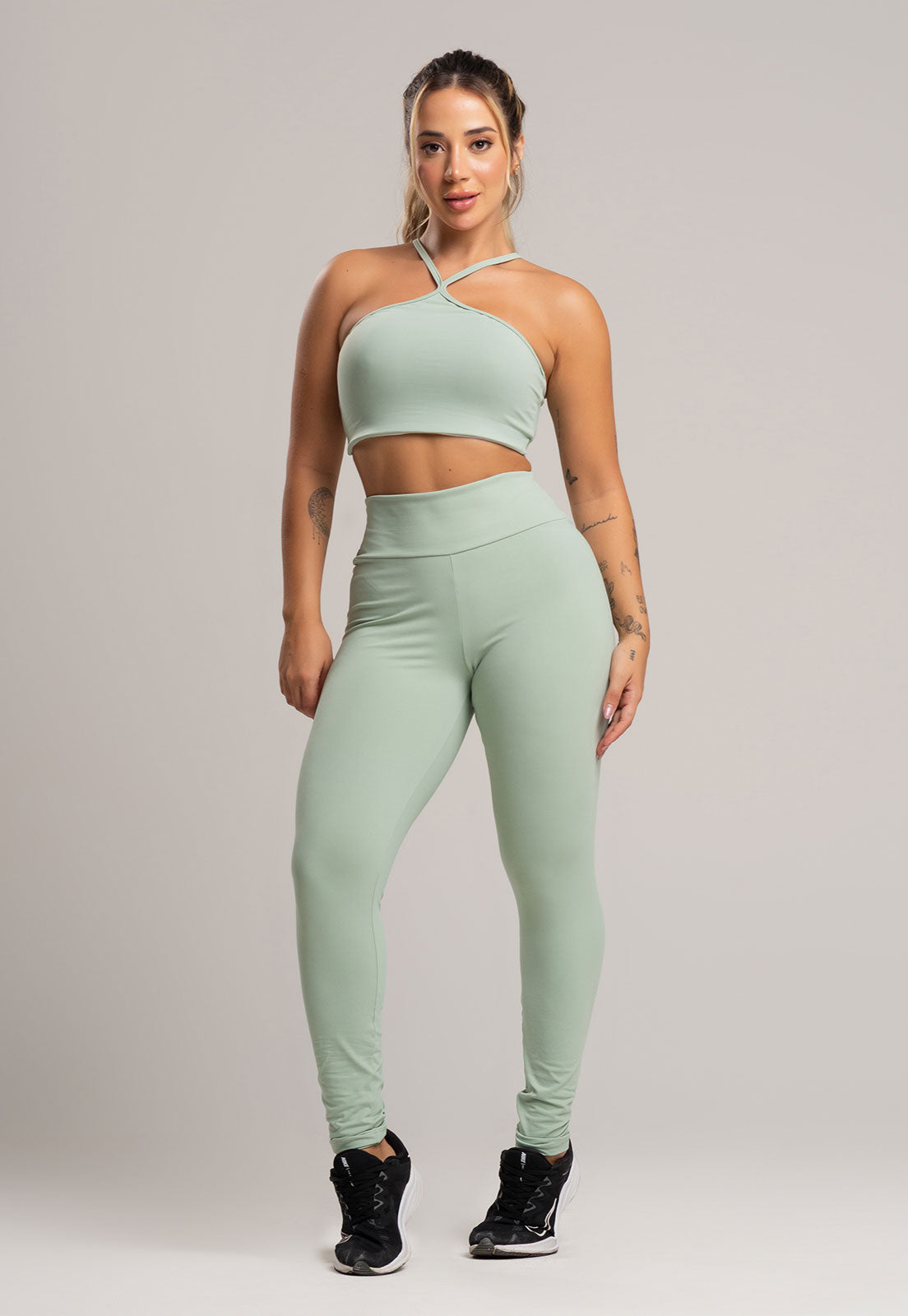 Calça Legging Cintura Alta Poliamida Pistache - MVB MODAS