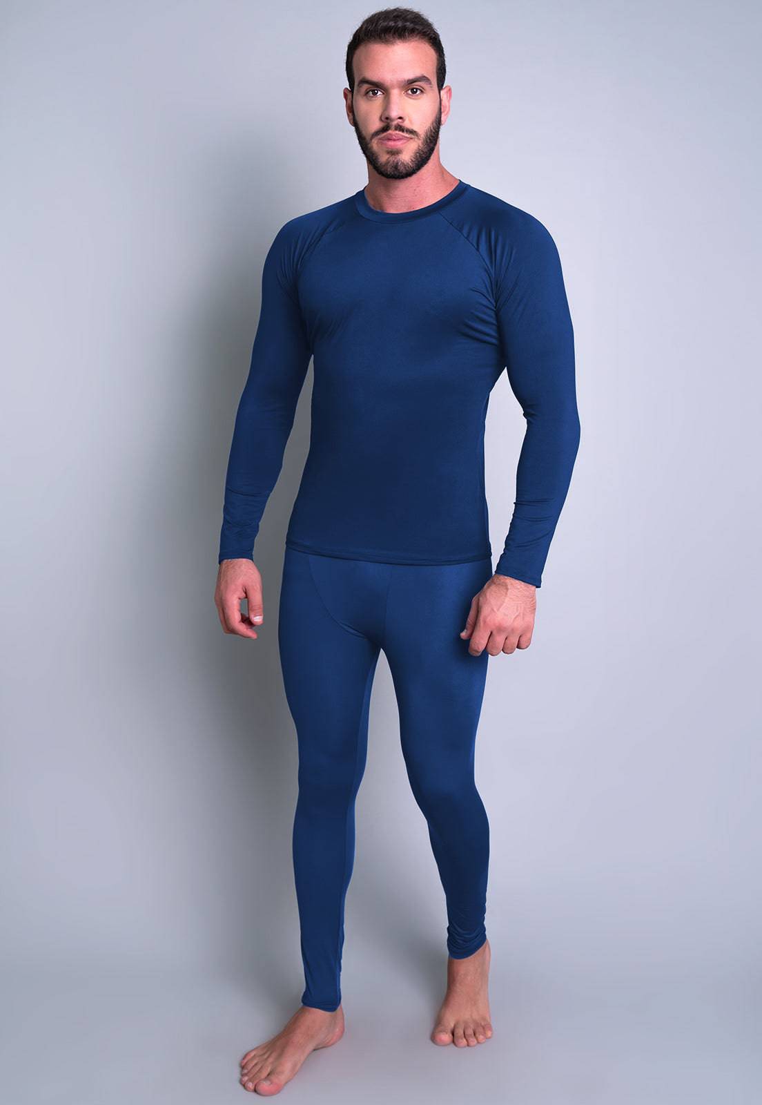 Conjunto Masculino Segunda Pele Térmica Proteção Uv 50+ Cinza - MVB MODAS