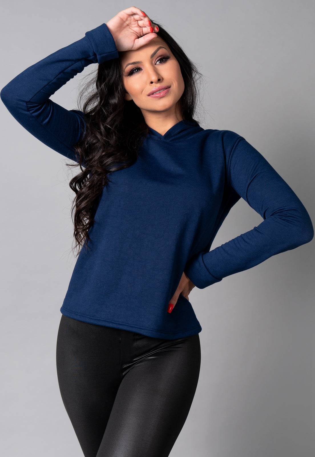 Casaco Moletinho Com Capuz Cinza - MVB MODAS