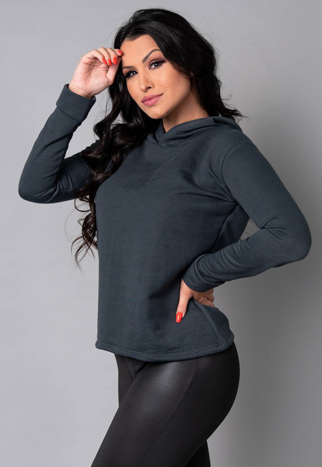 Casaco Moletinho Com Capuz Vermelho - MVB MODAS