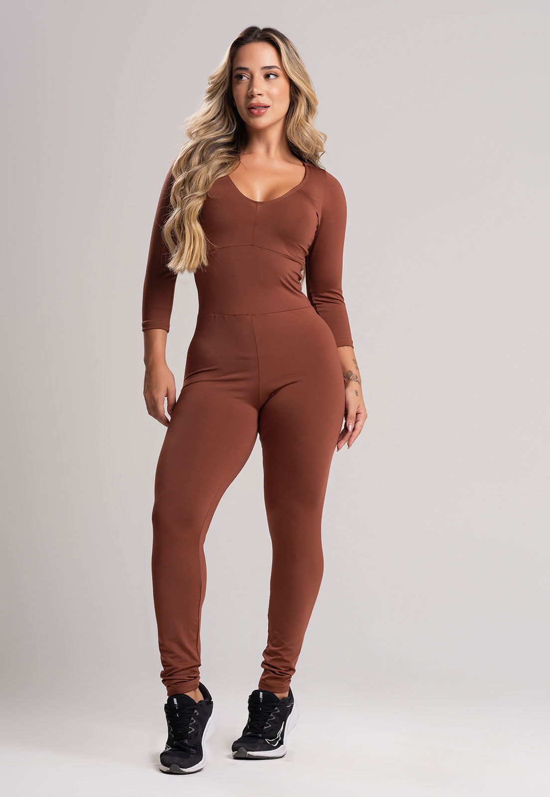 Macacão Longo Manga 3/4 Costa Fechada Azul Marinho - MVB MODAS