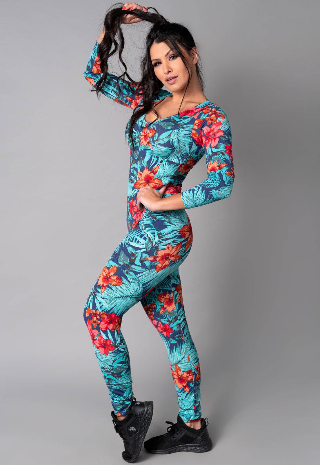 Macacão Longo Manga 3/4 Costa Fechada Mandala - MVB MODAS